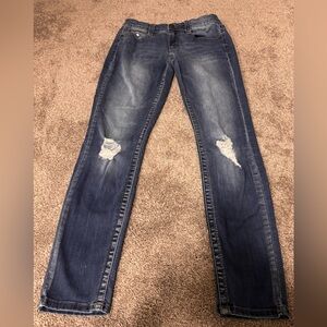 Mudd Women's Distressed Dark Blue Skinny Jeans